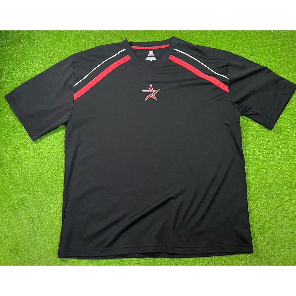 Vintage Y2K ASTROS Shirt XL Black Brick Red Shooting Star 2000s MLB Houston
